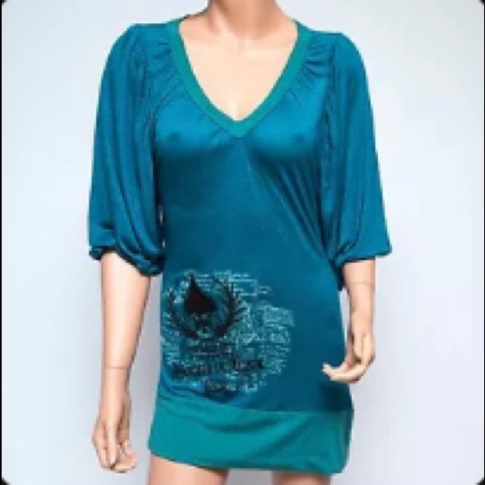 Salvage minidress mini dress teal blue tunic spade